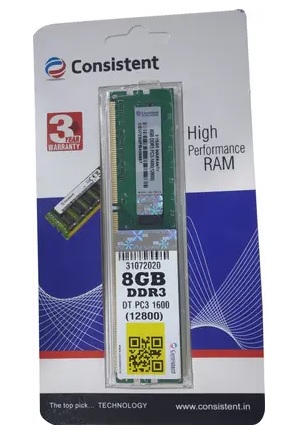 Consistent 1600 DDR3 8 GB (Single Channel) PC (DT PC3)
