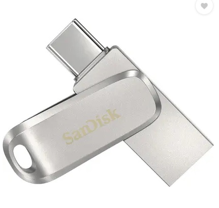 SanDisk SDDDC4-128G-I35 128 GB OTG Drive Compatible with Mobile, Desktop Computer, Laptop USB 3.1 Metal Case (Silver, Type A to Type C)