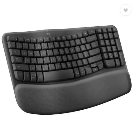 Logitech Wave Keys Bluetooth Standard Multi-device Keyboard Compatible with Desktop, Laptop, Mac Wireless Ergonomic Keyboard with Cushioned Palm Rest, Comfortable Natural Typing (Graphite)