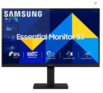 Samsung Essential Series S3 55.88 cm (22 inch) Full HD LED Backlit IPS Panel with D-Sub, HDMI Flat Monitor (LS22D300GAWXXL) (Response Time: 5 ms, 100 Hz Refresh Rate)