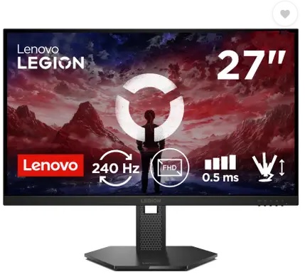 Lenovo Legion Series 68.58 cm (27 inch) Full HD IPS Panel with 99%sRGB, 2xHDMI 2.1 TMDS, 1xDP 1.4, Tilt, Swivel, Pivot, Height Adjust Stand, Gaming Gaming Monitor (Legion 27-10) (Response Time: 0.5 ms, 240 Hz Refresh Rate)