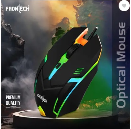 Frontech Wired USB Mouse with 3 Handy Buttons 1500 DPI MS-0067 Wired Ambidextrous Optical Mouse (USB 2.0, Black)
