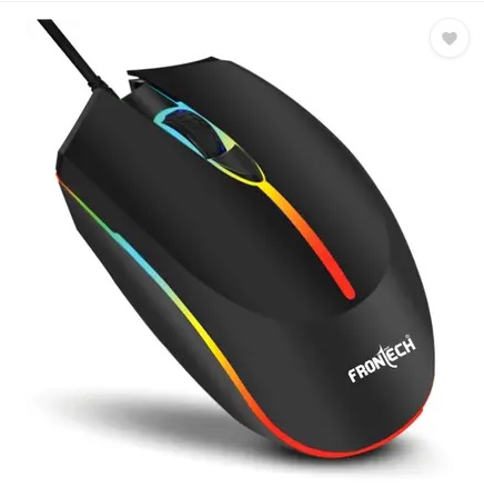 Frontech Wired USB Mouse with 3 Handy Buttons 1200 DPI MS-0068 Wired Ambidextrous Optical Mouse (USB 2.0, Black)