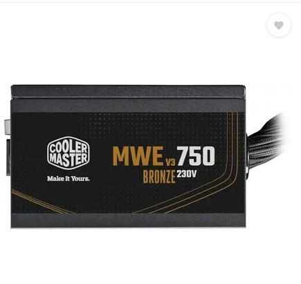 COOLER MASTER MWE 750 V3 Bronze ATX 3.1 750 Watts Computer PSU with 6 SATA Cables (Black)